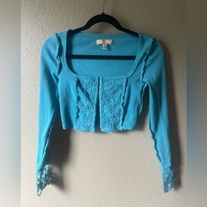 Urban Outfitters blue corset style cropped cardigan, size S